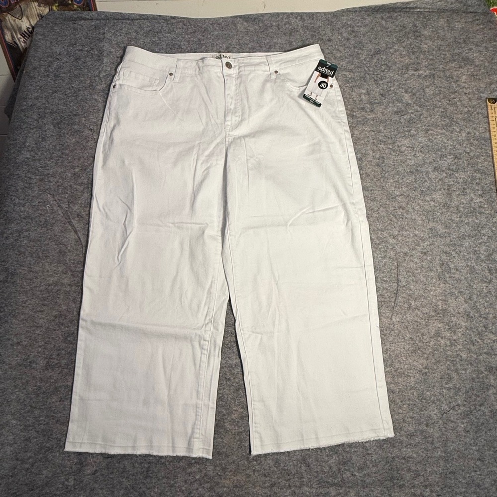 Edited by Remi Bader Wide Leg Crop Jeans White Plus Size 18W‎ ERW1008B